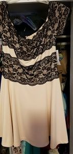 Blush pink and black dress